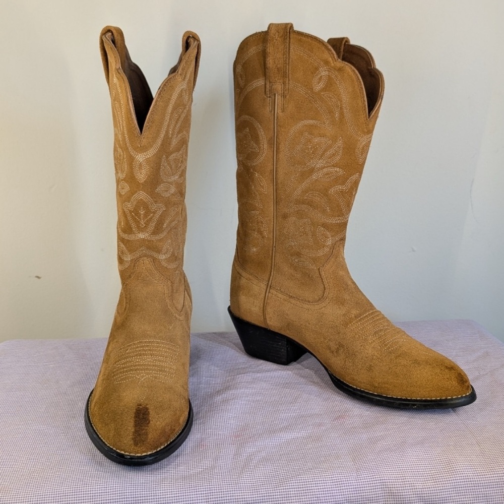 Ariat Heritage Tan Suede Western Cowgirl R-Toe Size 6B Cowboy Western Boots